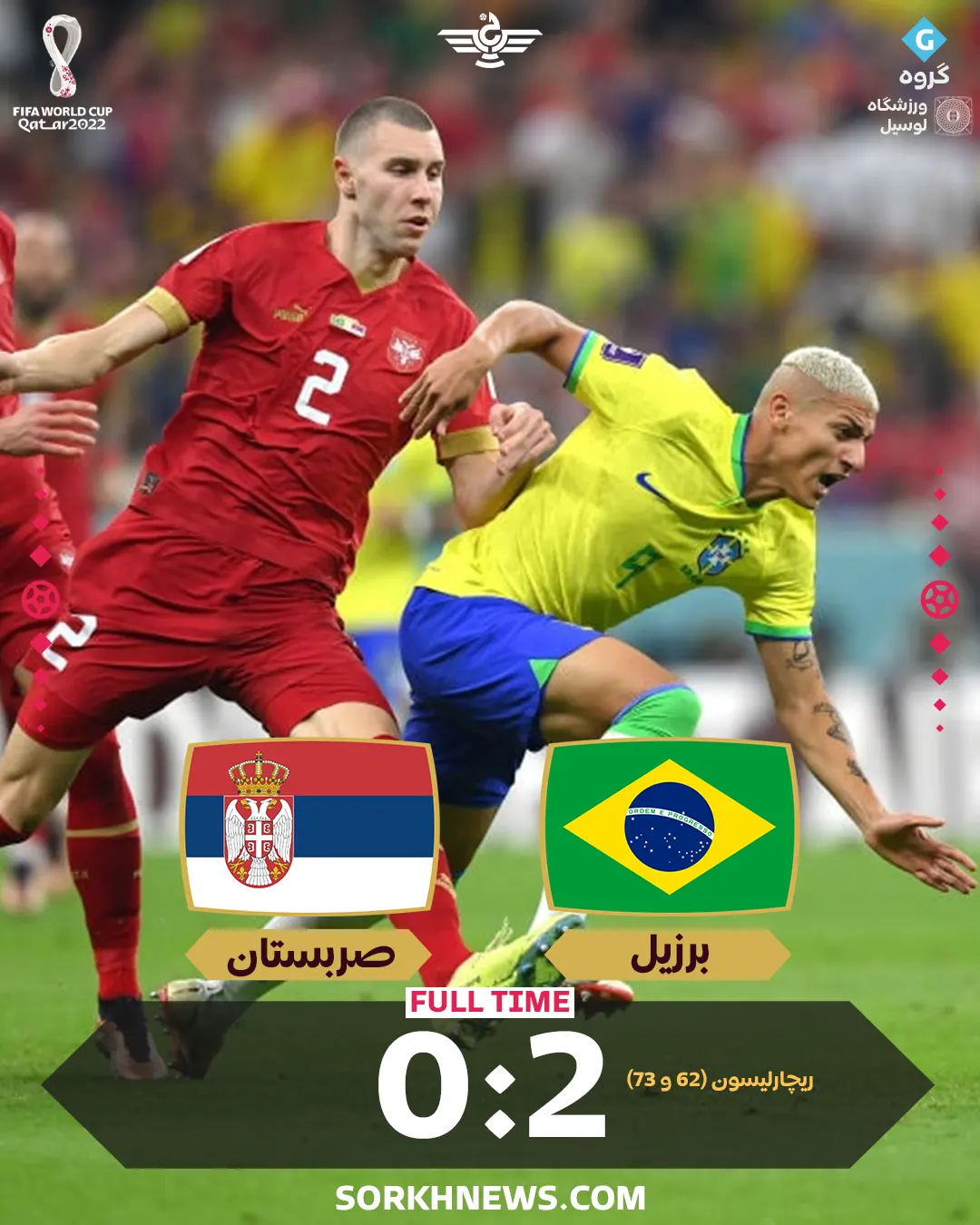 نتیجه بازی برزیل صربستان