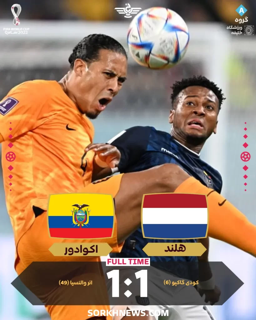 نتیجه بازی هلند اکوادور