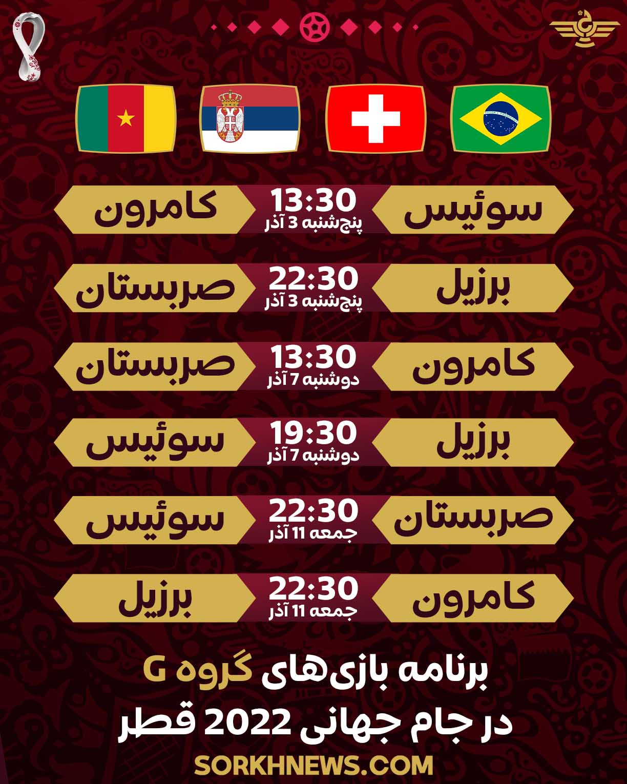 برنامه گروه g جام جهانی