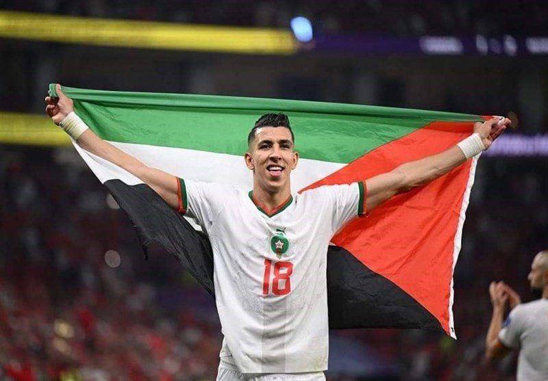سجده شکر و پرچم فلسطین در شادی صعود تیم ملی مراکش