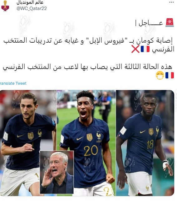 ویروس شتری در اردوی فرانسه ؛ ستاره بایرن هم فینال جام جهانی را از دست داد!