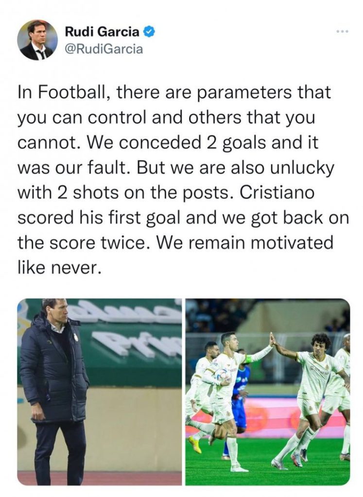 واکنش سرمربی النصر به اولین گل رونالدو در لیگ عربستان