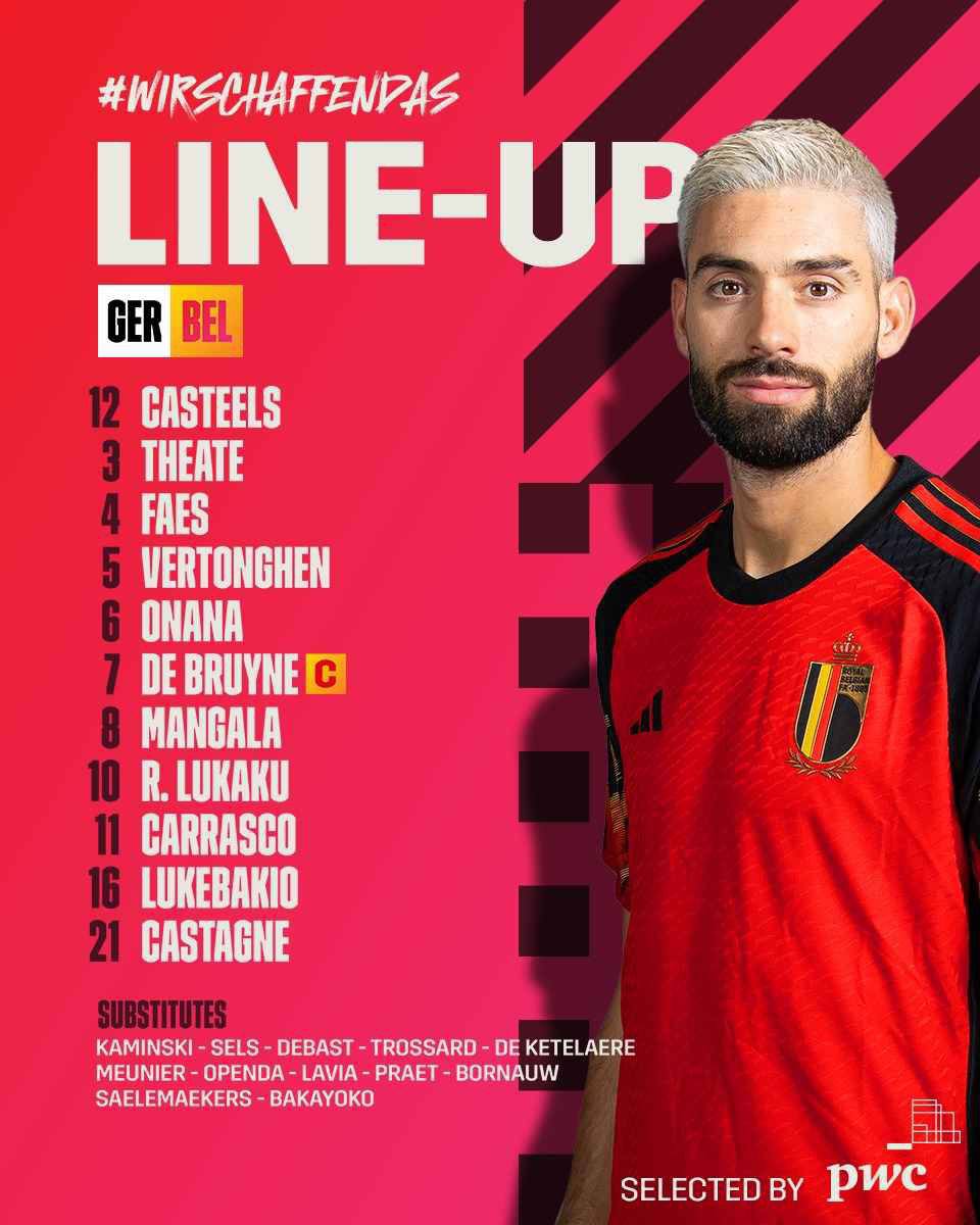 ترکیب تیم ملی فوتبال بلژیک درمقابل تیم ملی فوتبال آلمان